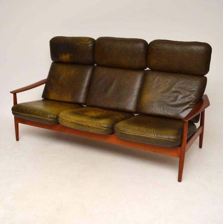 Danish Retro Teak And Leather Sofa By Arne Vodder Vintage 1960s At Danish Retro Teak And Leather Sofa By Arne Vodder Vintage 1960s In Excellent Condition For
