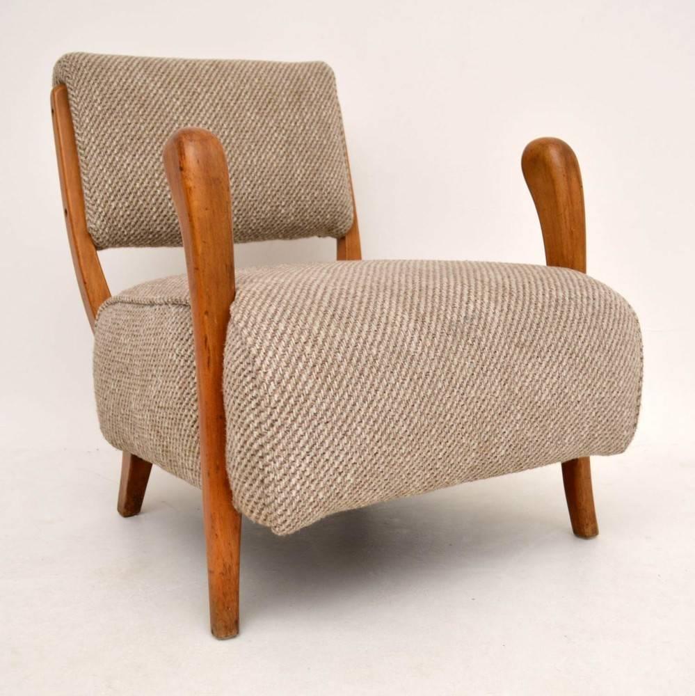 A very stylish and ultra-rare armchair, this was designed by Jacques Groag and was made by Steadfast furniture in England, it dates from the 1940s-1950s. It's in excellent original condition, with the original upholstery. The fabric under the base