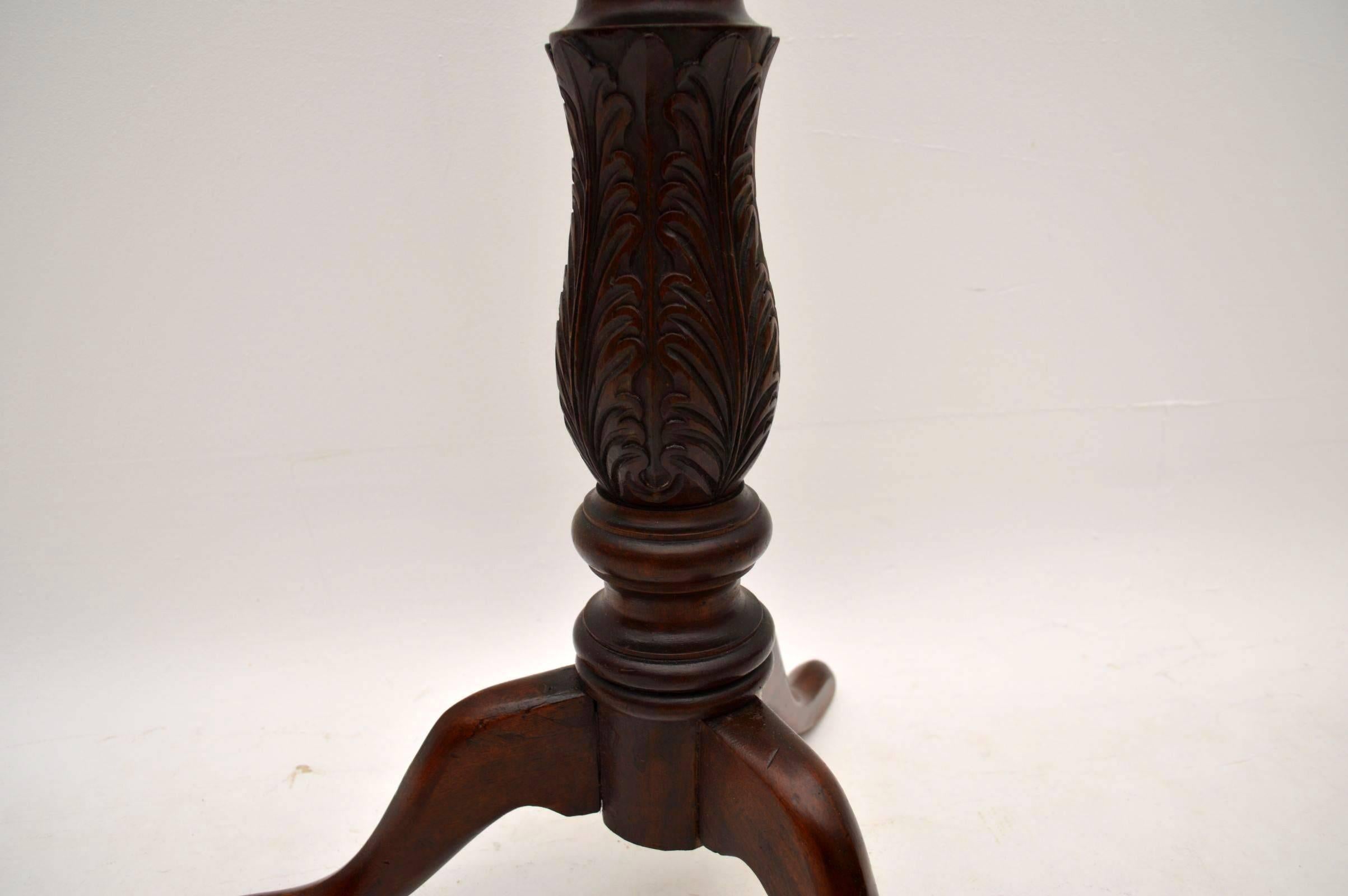 English Antique Georgian Carved Mahogany Torchere Stand