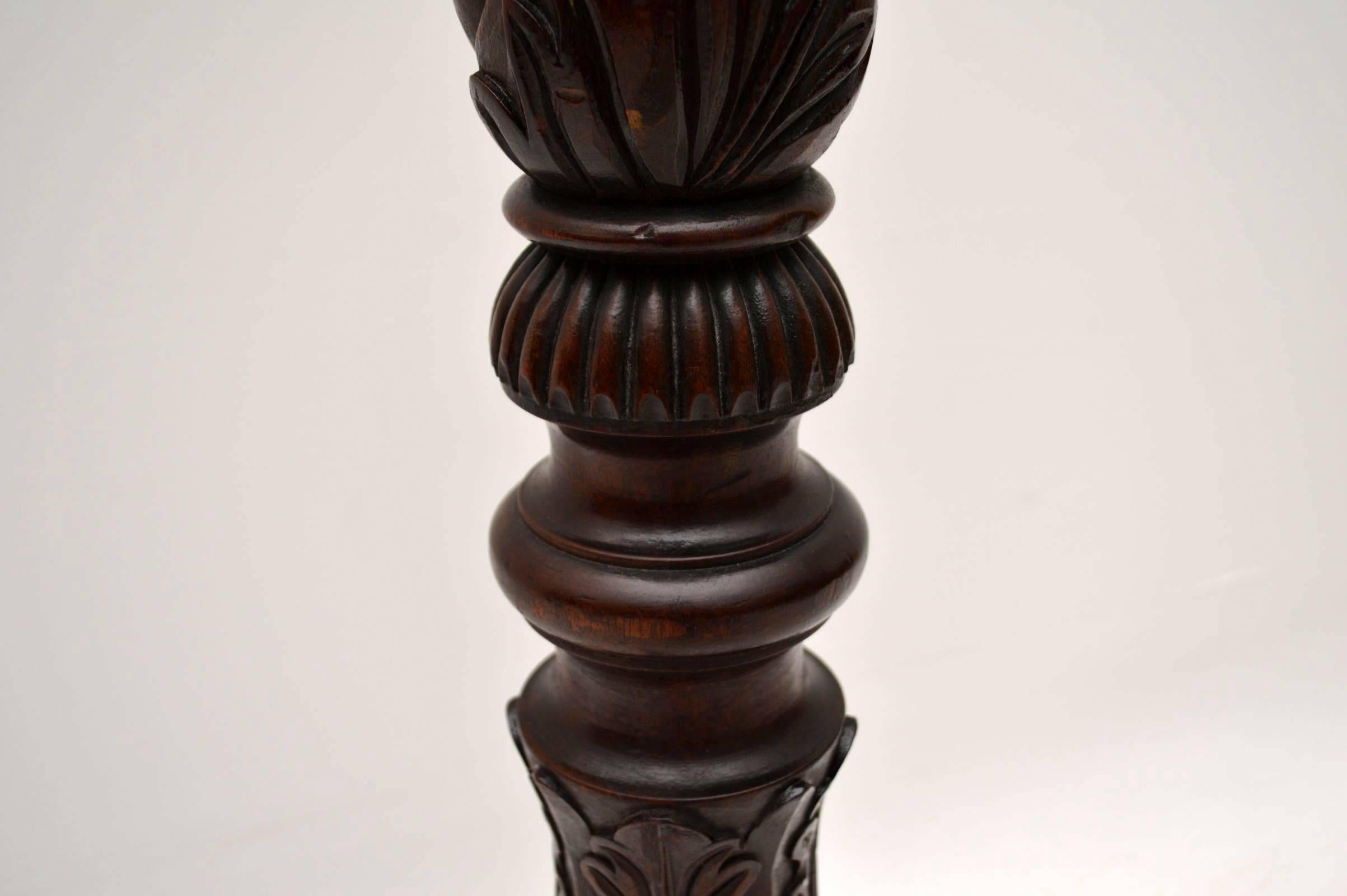Antique Georgian Carved Mahogany Torchere Stand 2