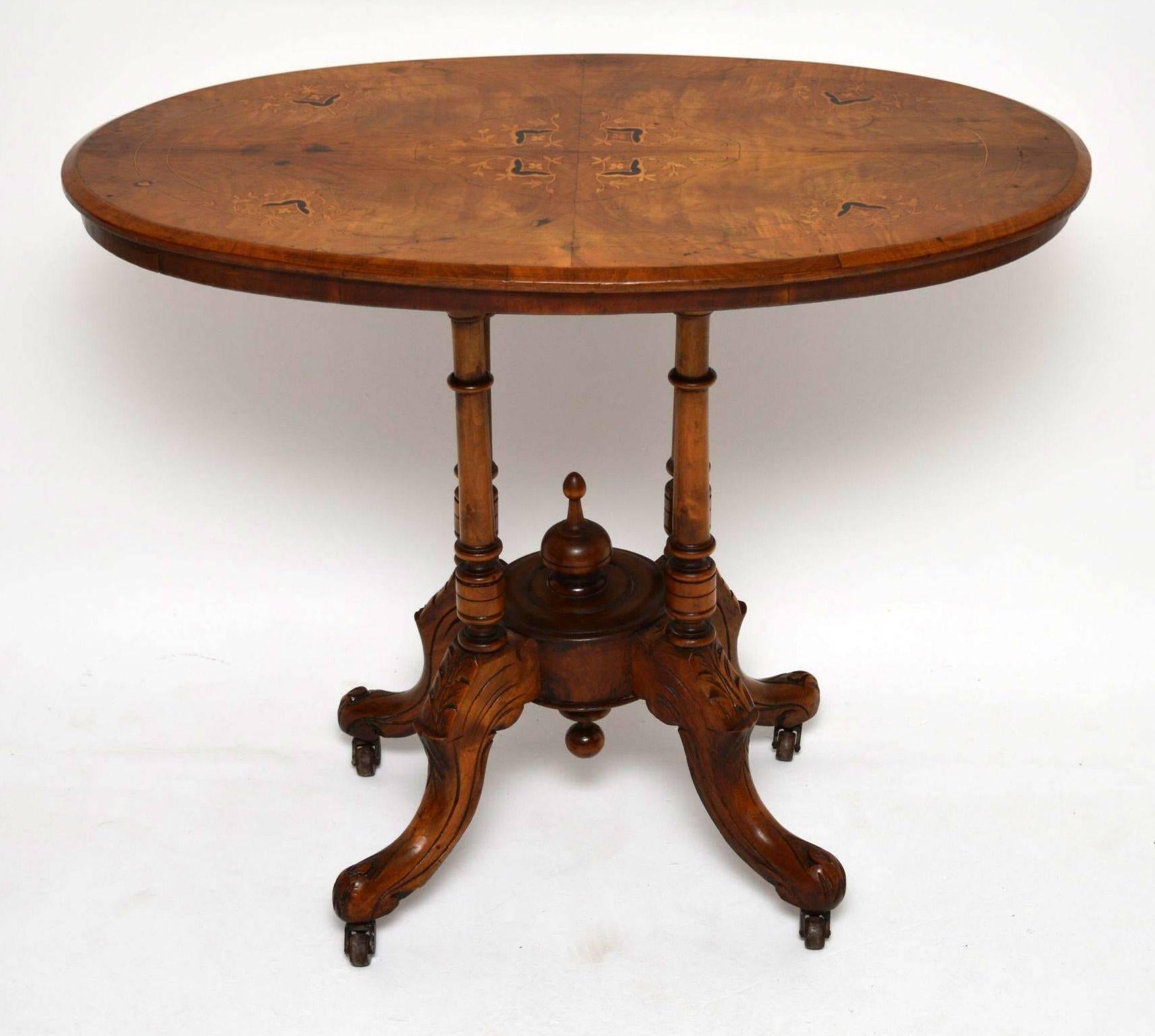 Antique Victorian Inlaid Walnut Occasional Table In Excellent Condition In London, GB