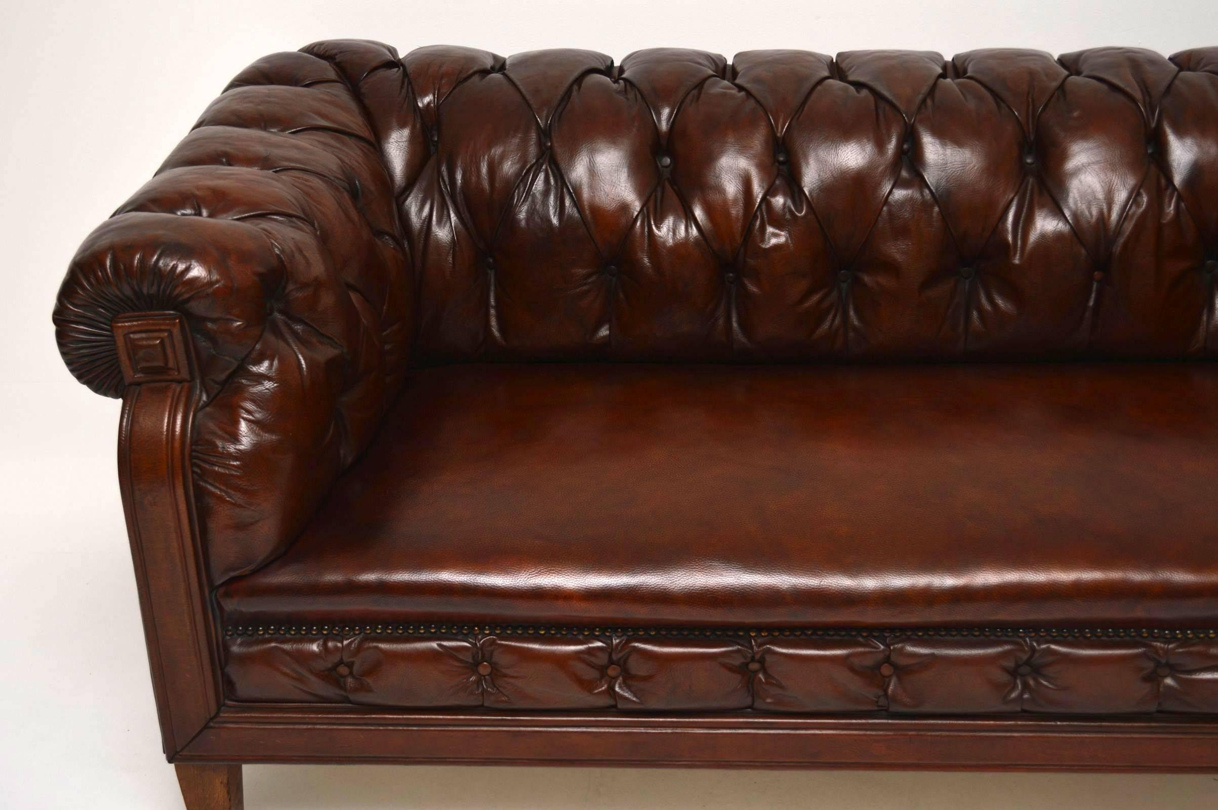 Late 19th Century Antique Swedish Leather Chesterfield Sofa 
