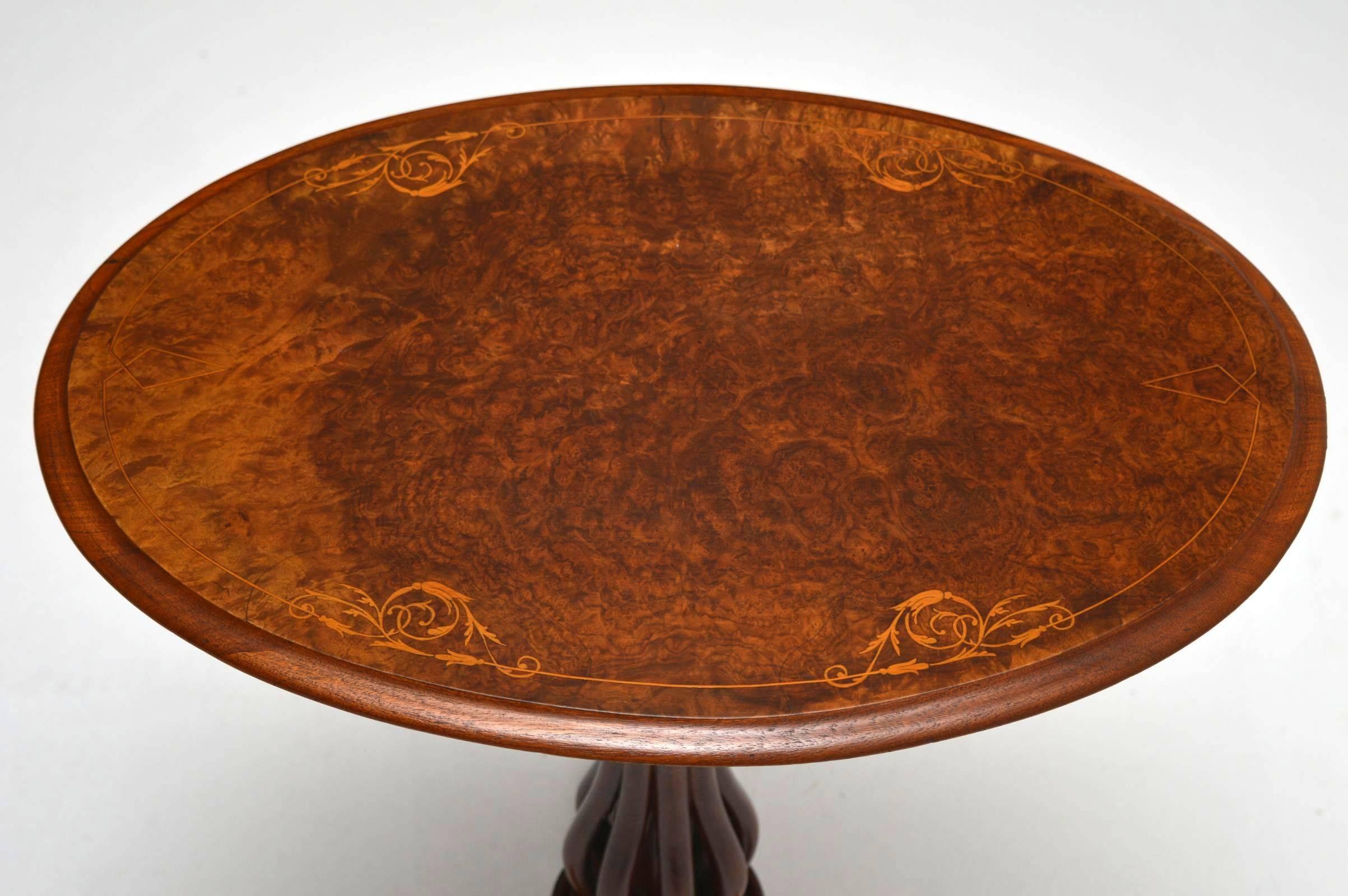Antique Victorian Burr Walnut Tilt-Top Table 5