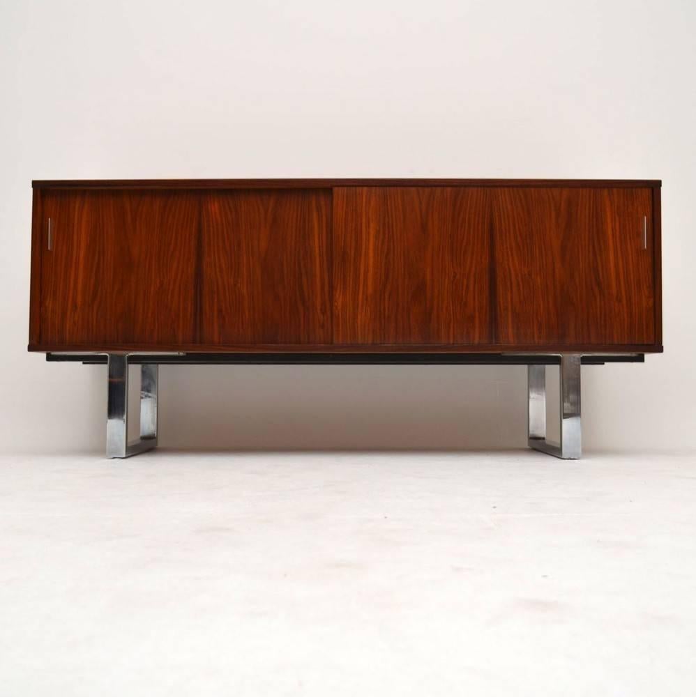 A very well made rosewood and chrome sideboard designed by Trevor Chinn for Gordon Russell, this dates from the 1960-1970s. We have had this fully stripped and re-polished to a very high standard, the condition is superb throughout. This is also
