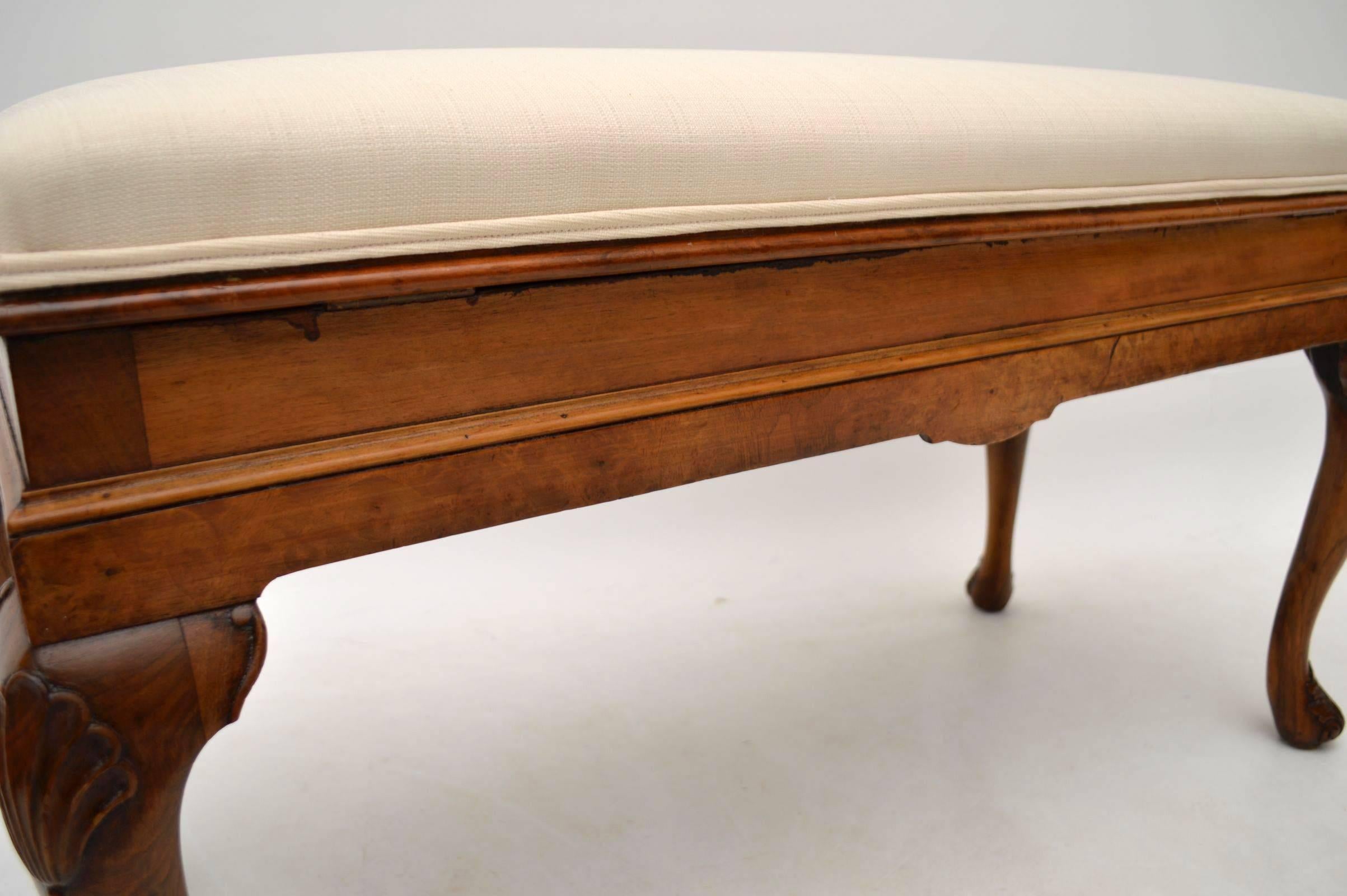 Early 20th Century Antique Walnut Duet Piano Stool