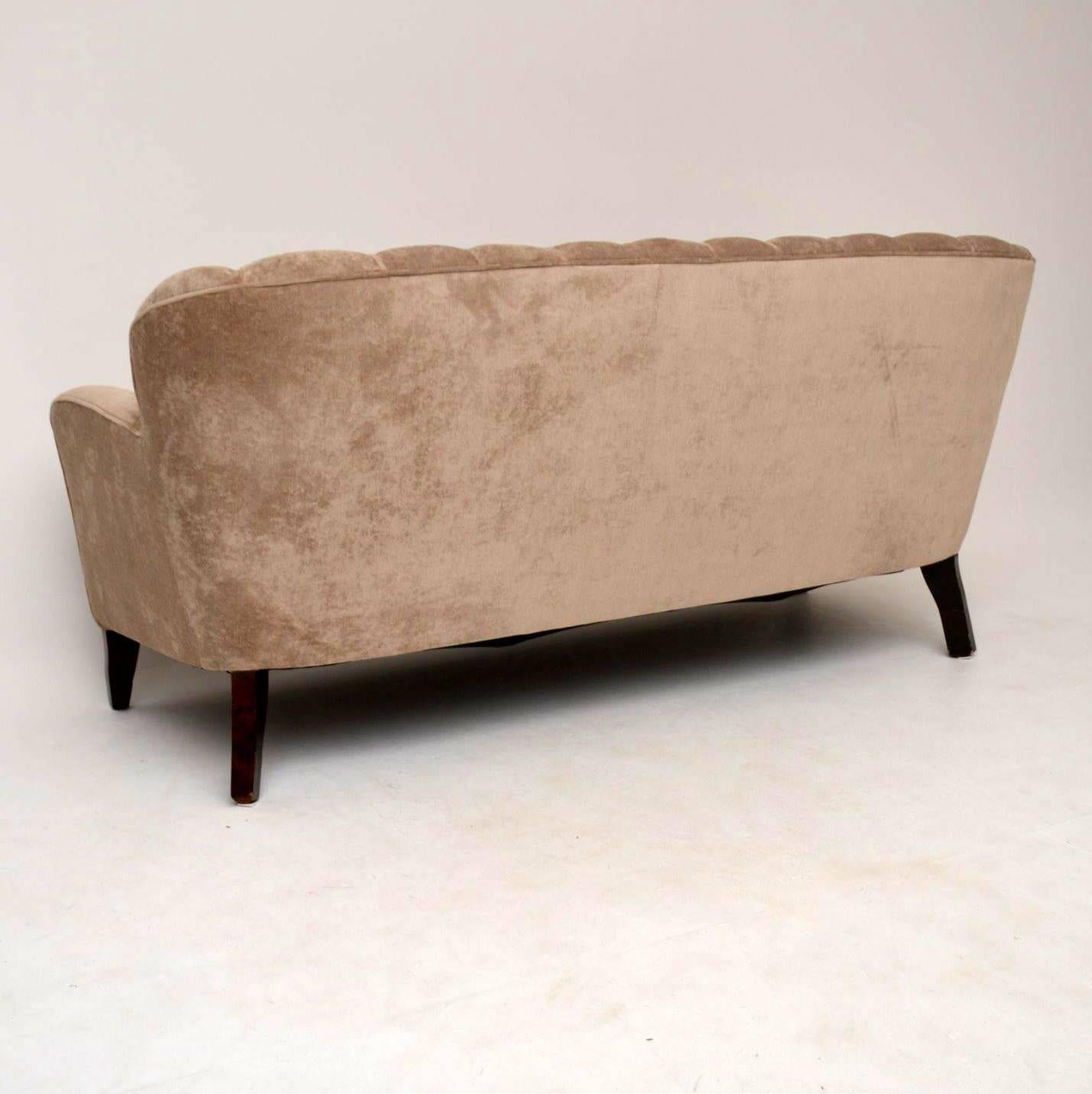 Mid-20th Century Antique Swedish Scalloped Back Sofa