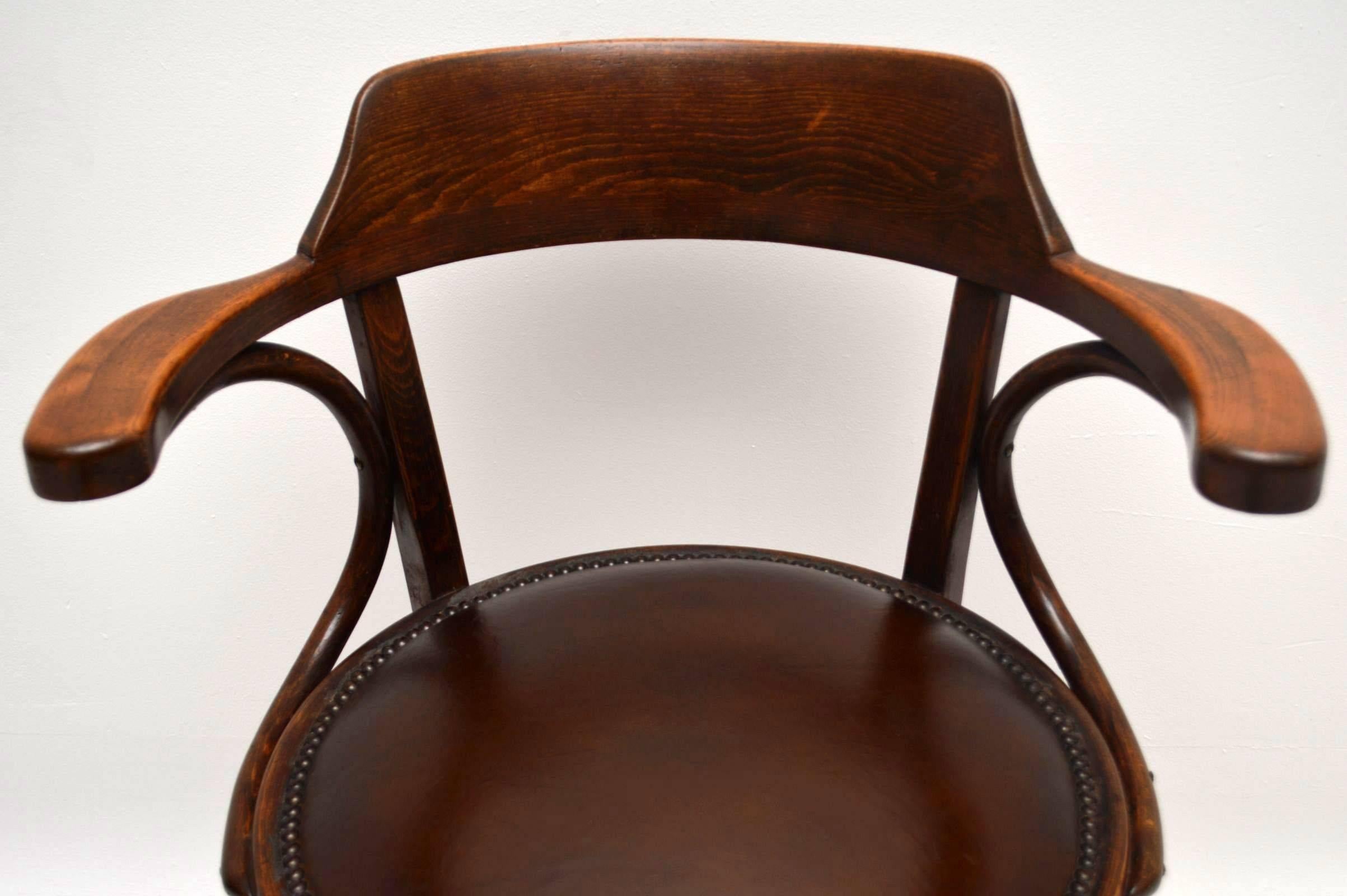 Late 19th Century Antique Bentwood and Leather Desk Chair by Thonet
