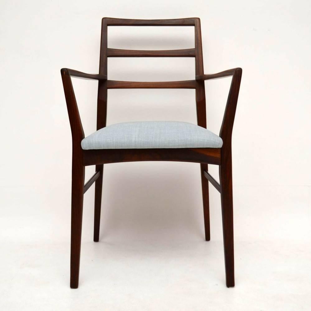 Wood Set of Six Retro Afromosia Dining Chairs by Richard Hornby Vintage, 1950s