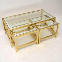 Retro Italian Chromed Nesting Coffee Table or Side Tables Vintage, 1970s