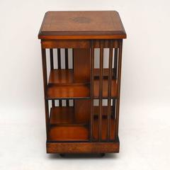 Antique Georgian Style Burr Elm Revolving Bookcase