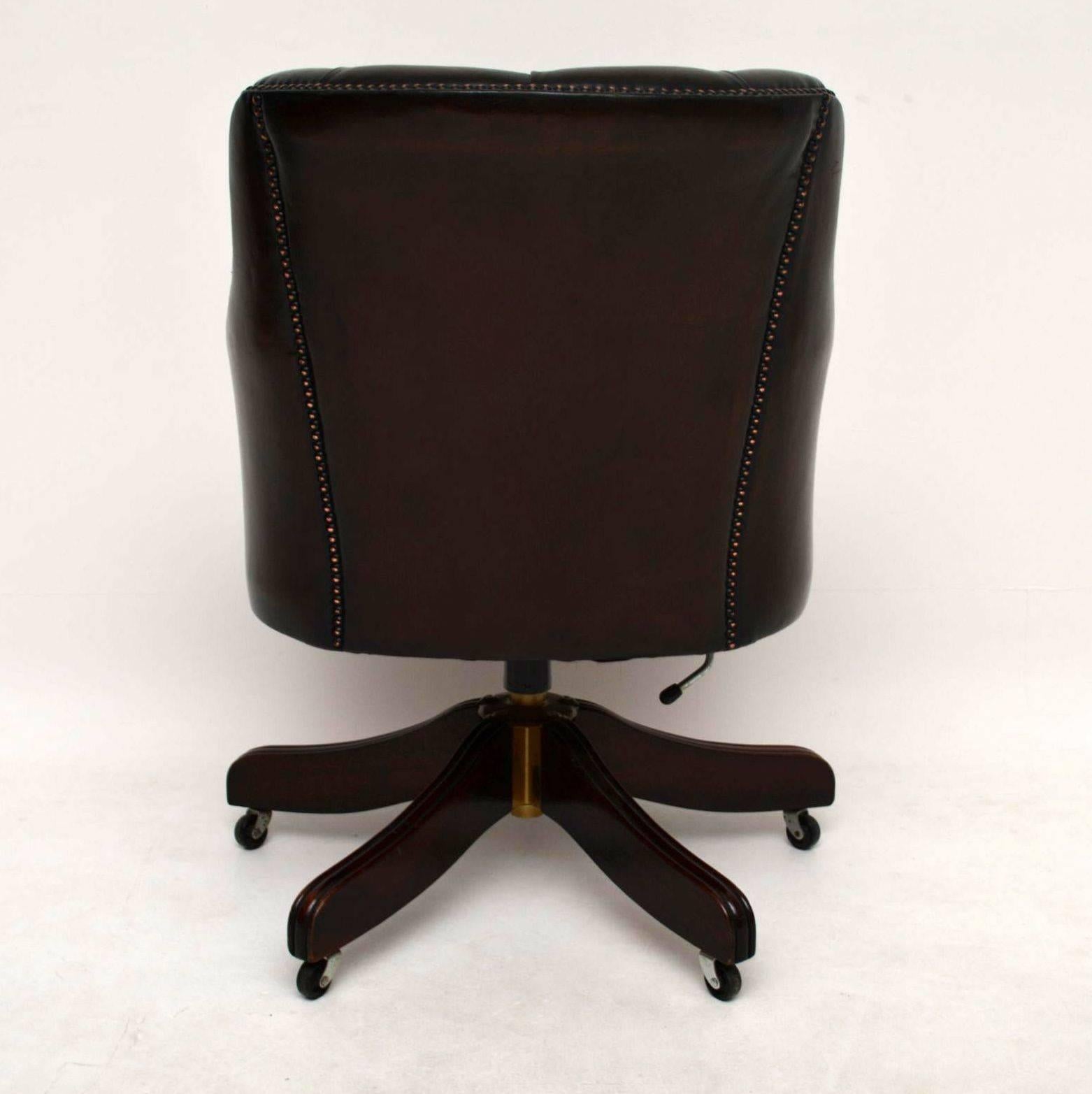 Antique Deep Buttoned Leather Swivel Desk Chair 3