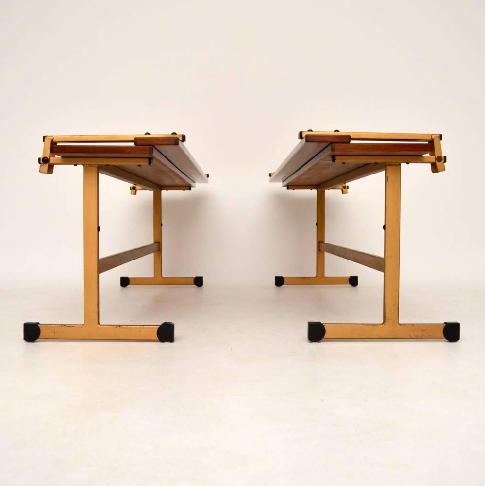Pair of Retro Teak Folding Benches by Ladderax In Excellent Condition In London, GB