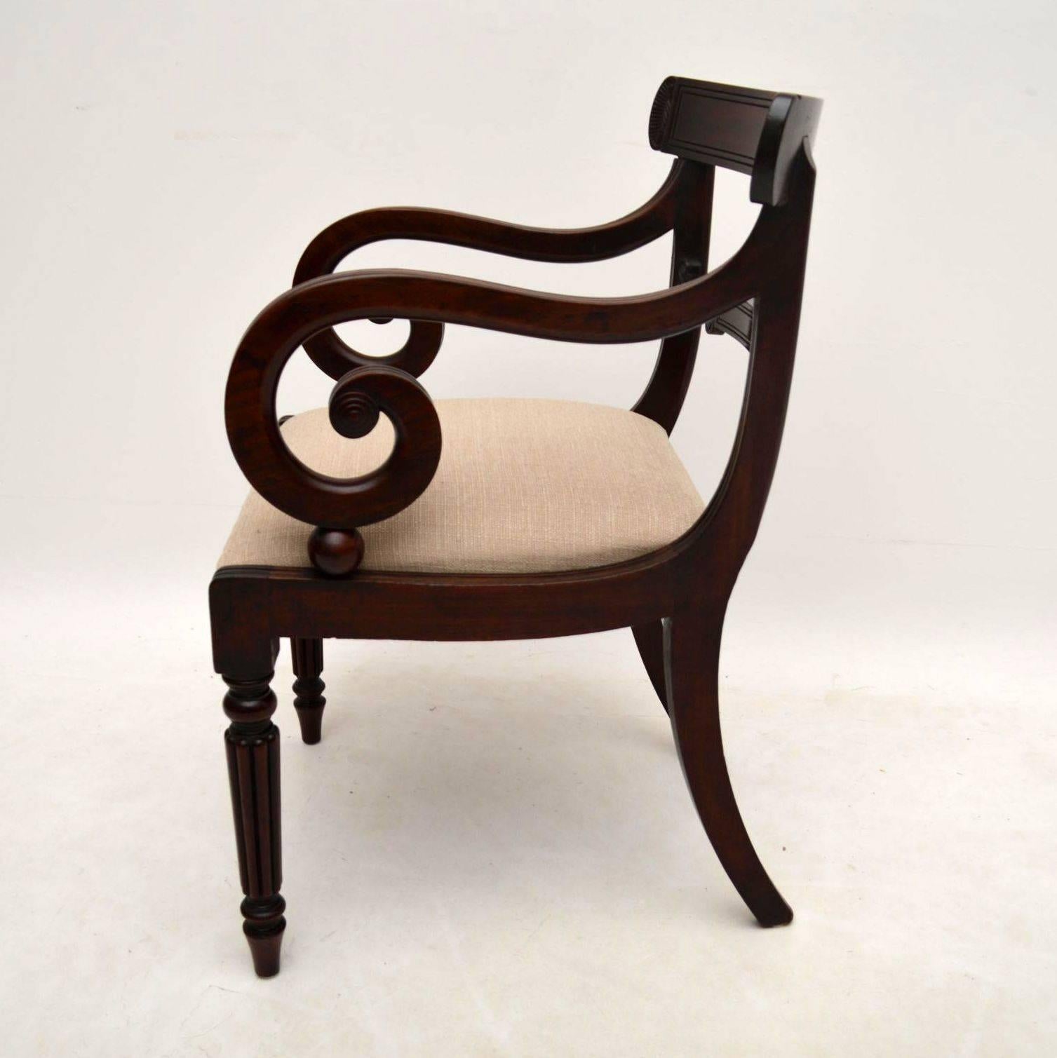 English Antique William IV Mahogany Armchair or Desk Chair