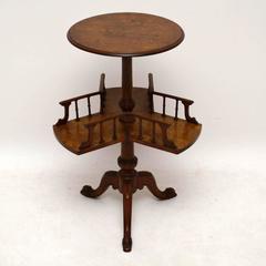 Antique Victorian Burr Walnut Revolving Bookcase / Table