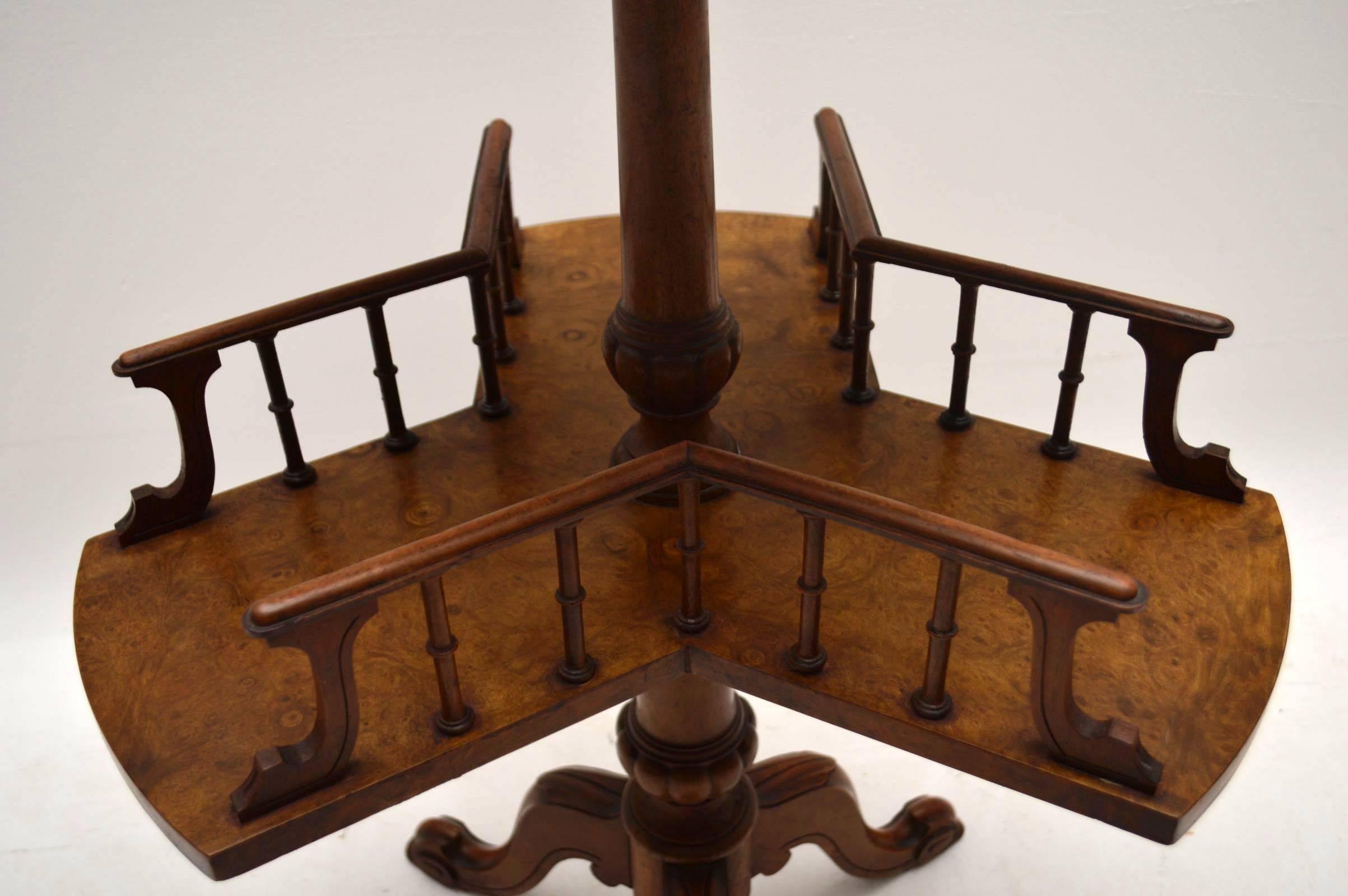 Antique Victorian Burr Walnut Revolving Bookcase / Table 3