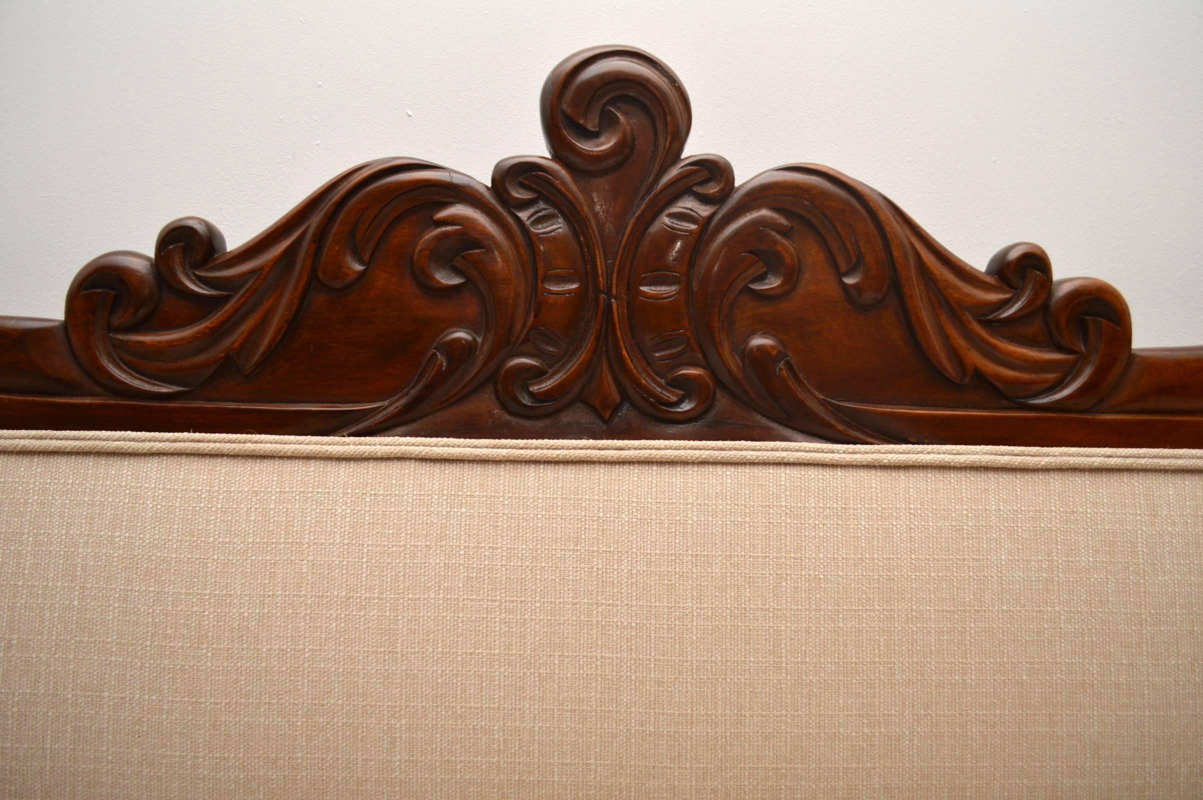 Antique William IV Carved Mahogany Upholstered Sofa 3