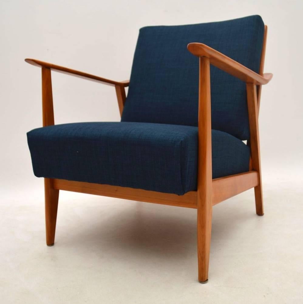 Pair of Retro Cherry Wood Armchairs Vintage, 1950s In Excellent Condition In London, GB
