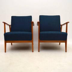 Pair of Retro Cherry Wood Armchairs Vintage, 1950s