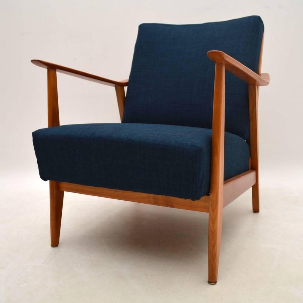 English Retro Cherrywood Armchair Vintage, 1950s