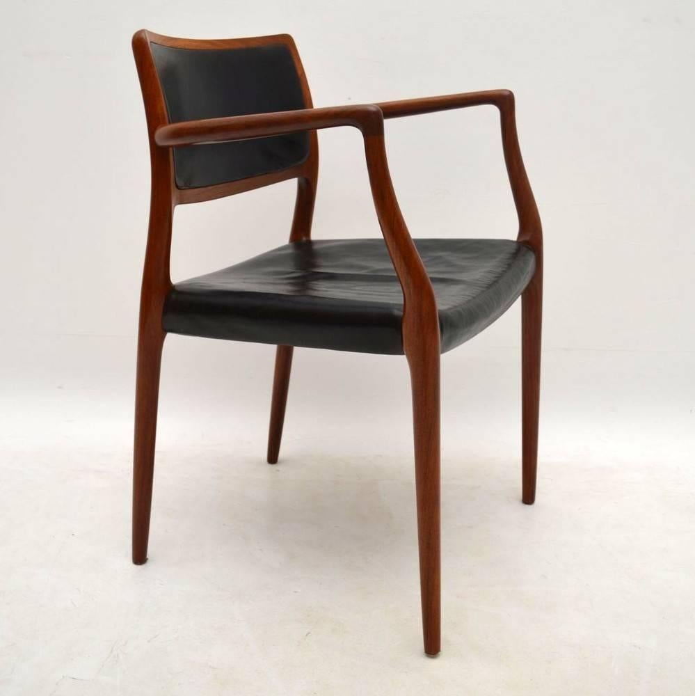 Danish Rosewood and Leather Armchair by Niels Møller Vintage, 1960s In Excellent Condition In London, GB