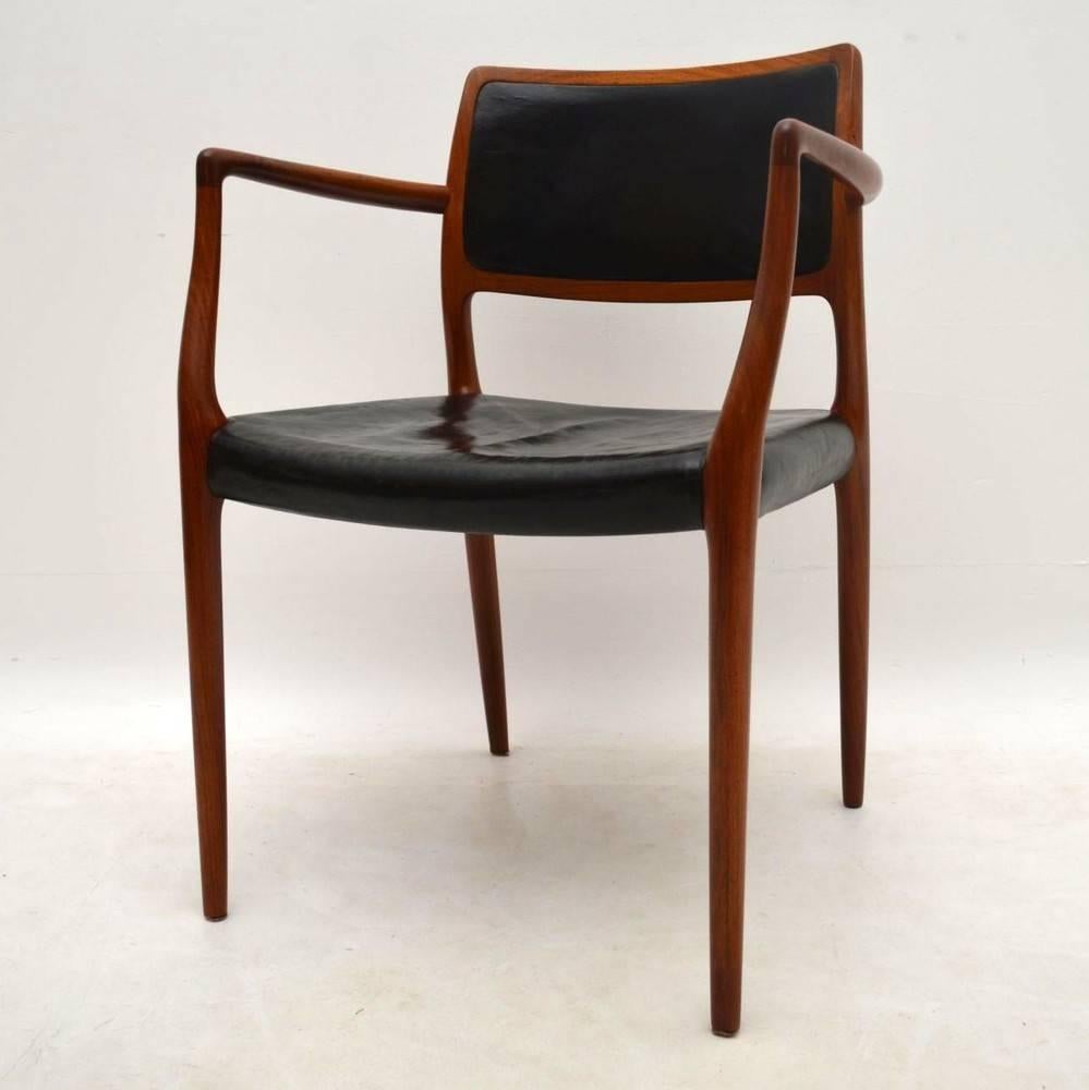 Danish Rosewood and Leather Armchair by Niels Møller Vintage, 1960s 1