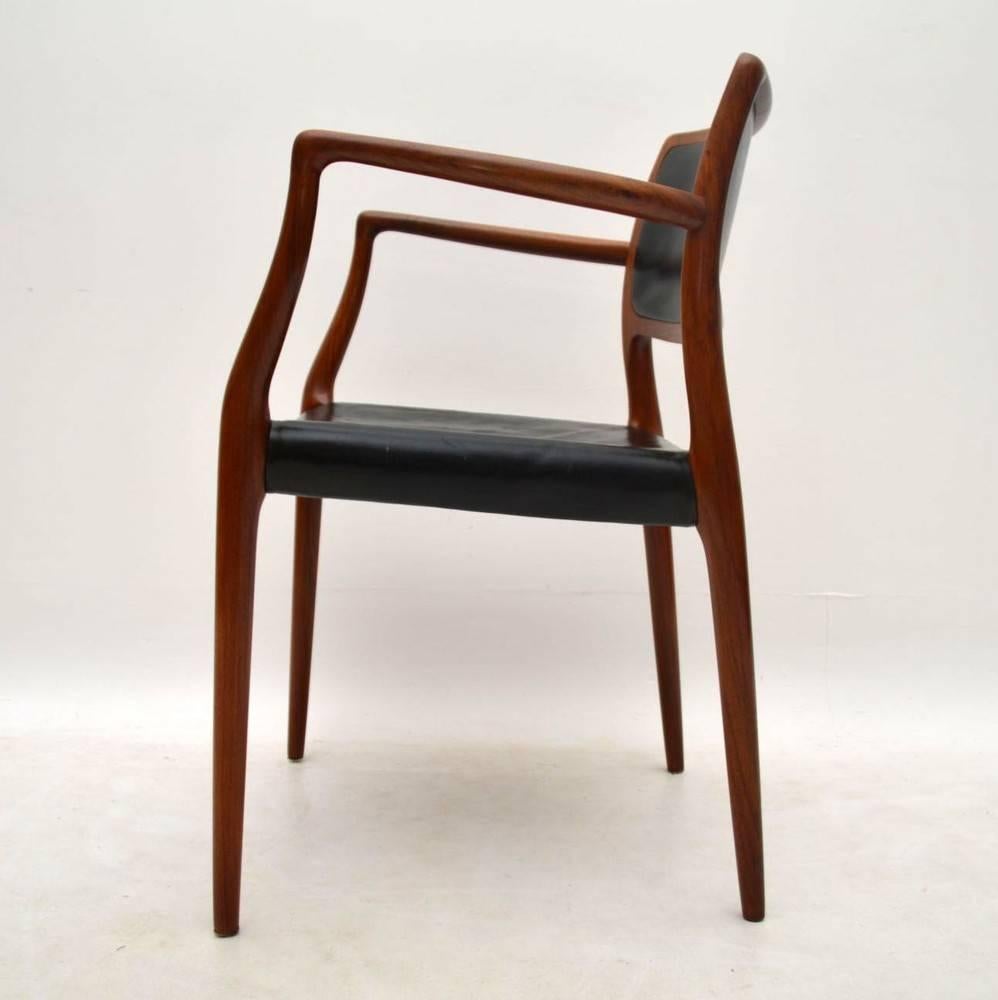 Danish Rosewood and Leather Armchair by Niels Møller Vintage, 1960s 2