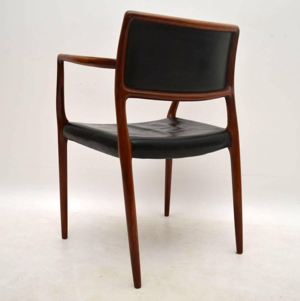 Danish Rosewood and Leather Armchair by Niels Møller Vintage, 1960s 3