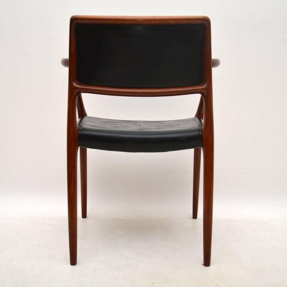Danish Rosewood and Leather Armchair by Niels Møller Vintage, 1960s 4