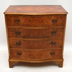 Antique Burr Walnut Serpentine Fronted Chest of Drawers