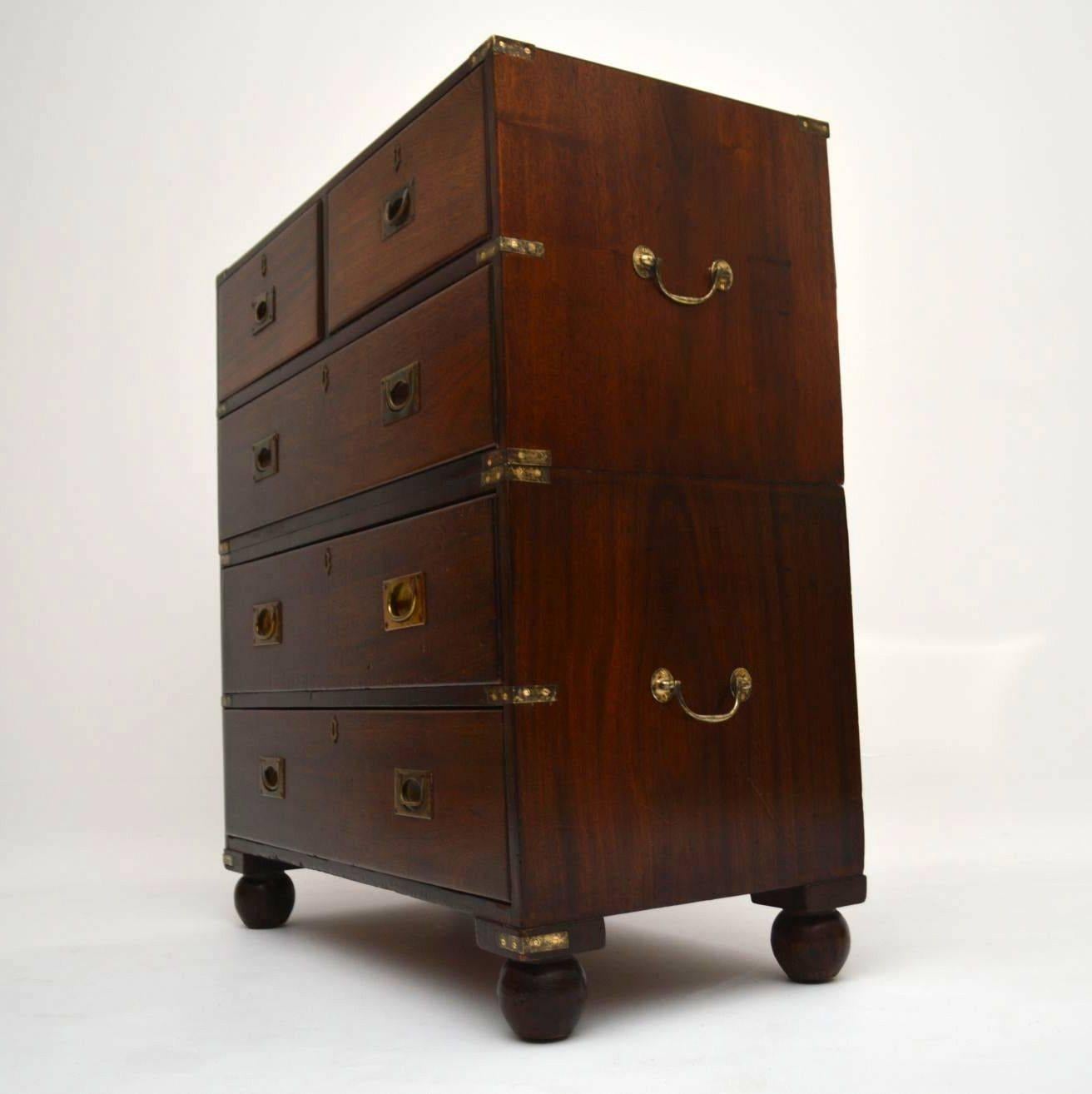 Antique Victorian Mahogany Campaign Chest of Drawers 1