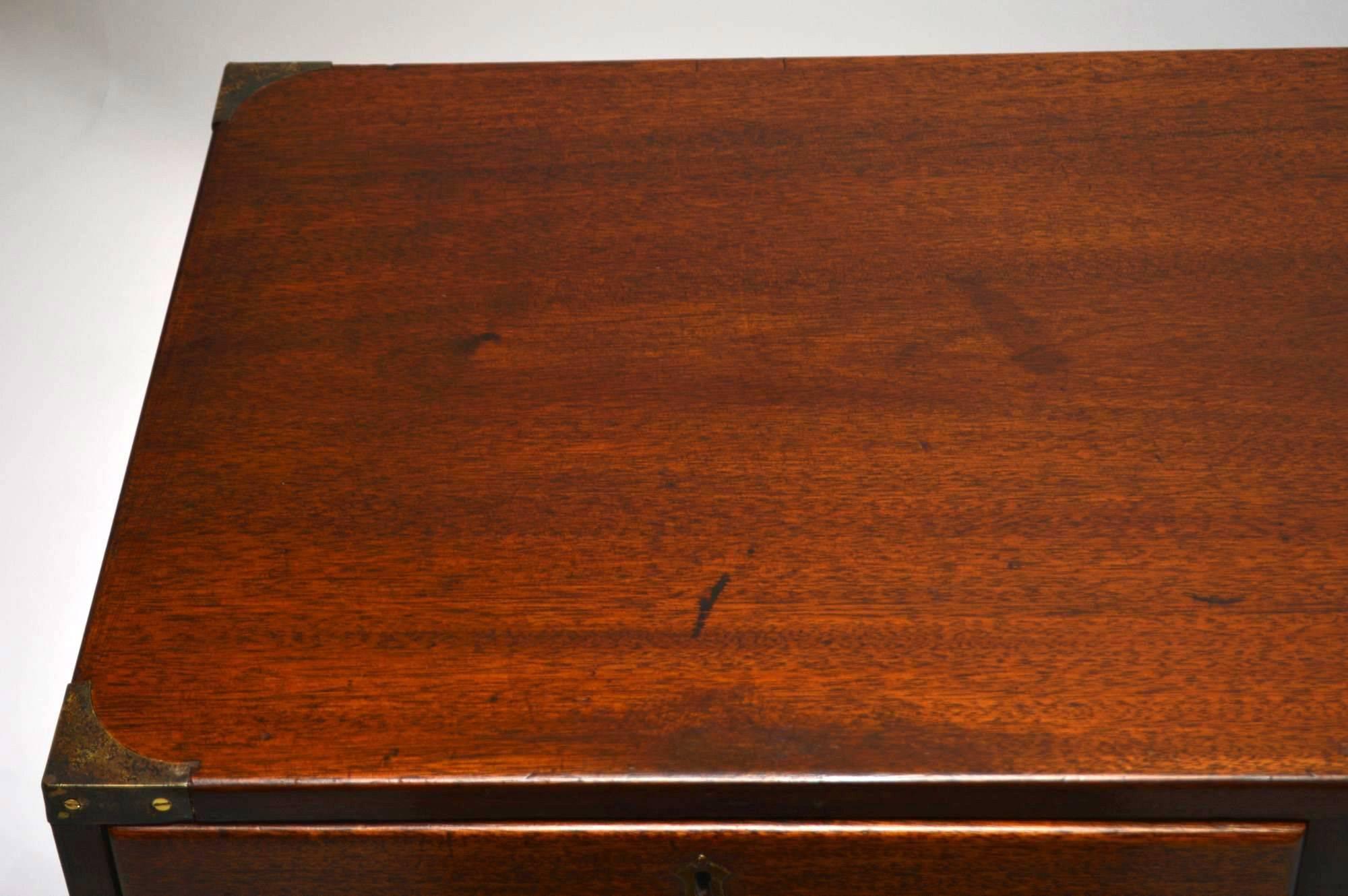 Antique Victorian Mahogany Campaign Chest of Drawers In Excellent Condition In London, GB