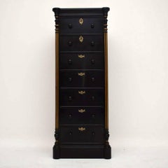 Antique Victorian Ebonized Wellington Chest of Drawers