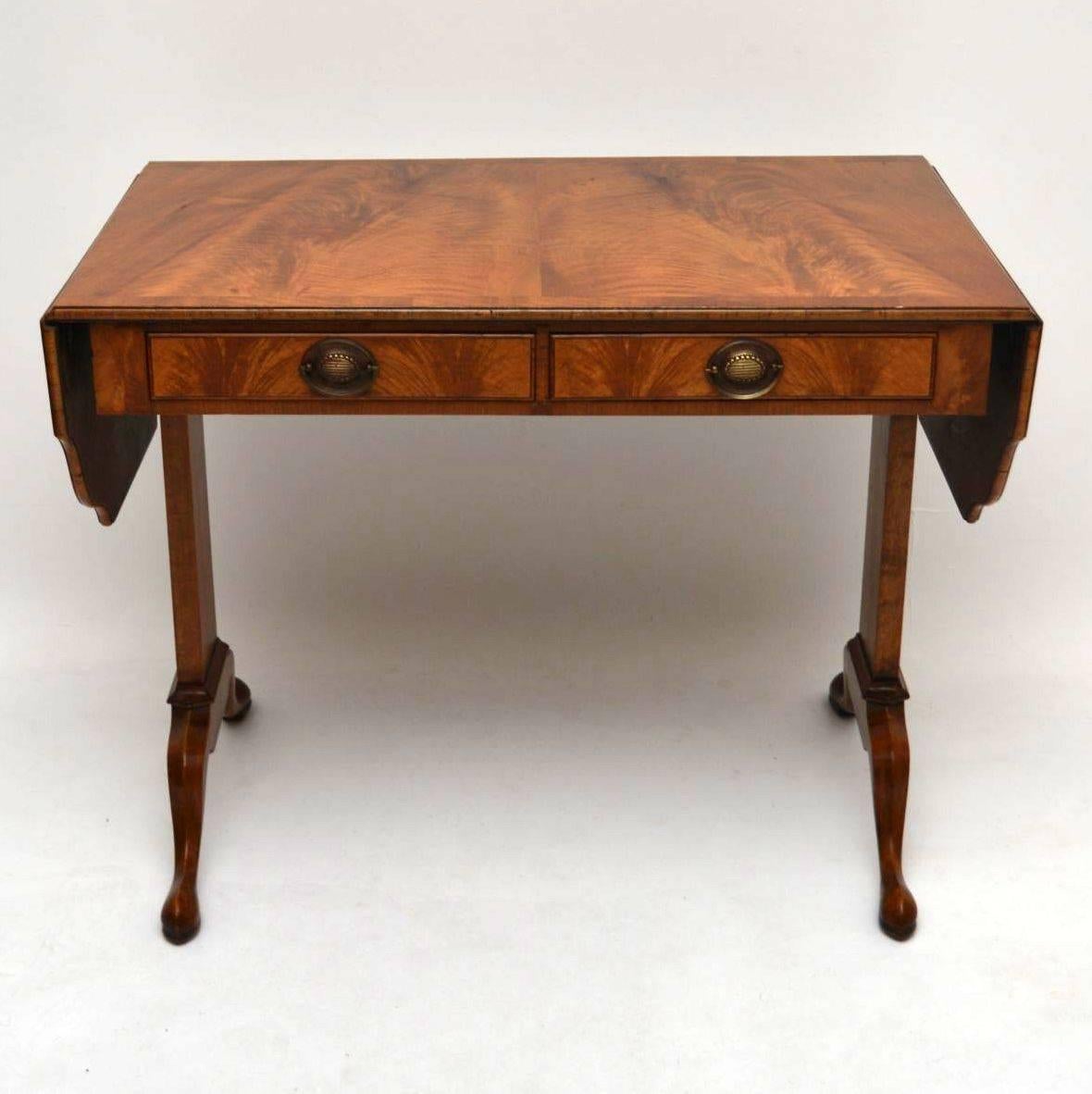 English Pair of Antique Burr Walnut Sofa Tables