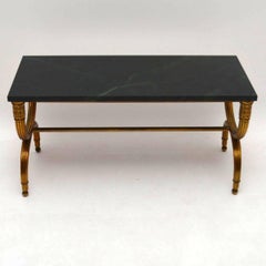 Antique French Gilt Metal Marble-Top Coffee Table
