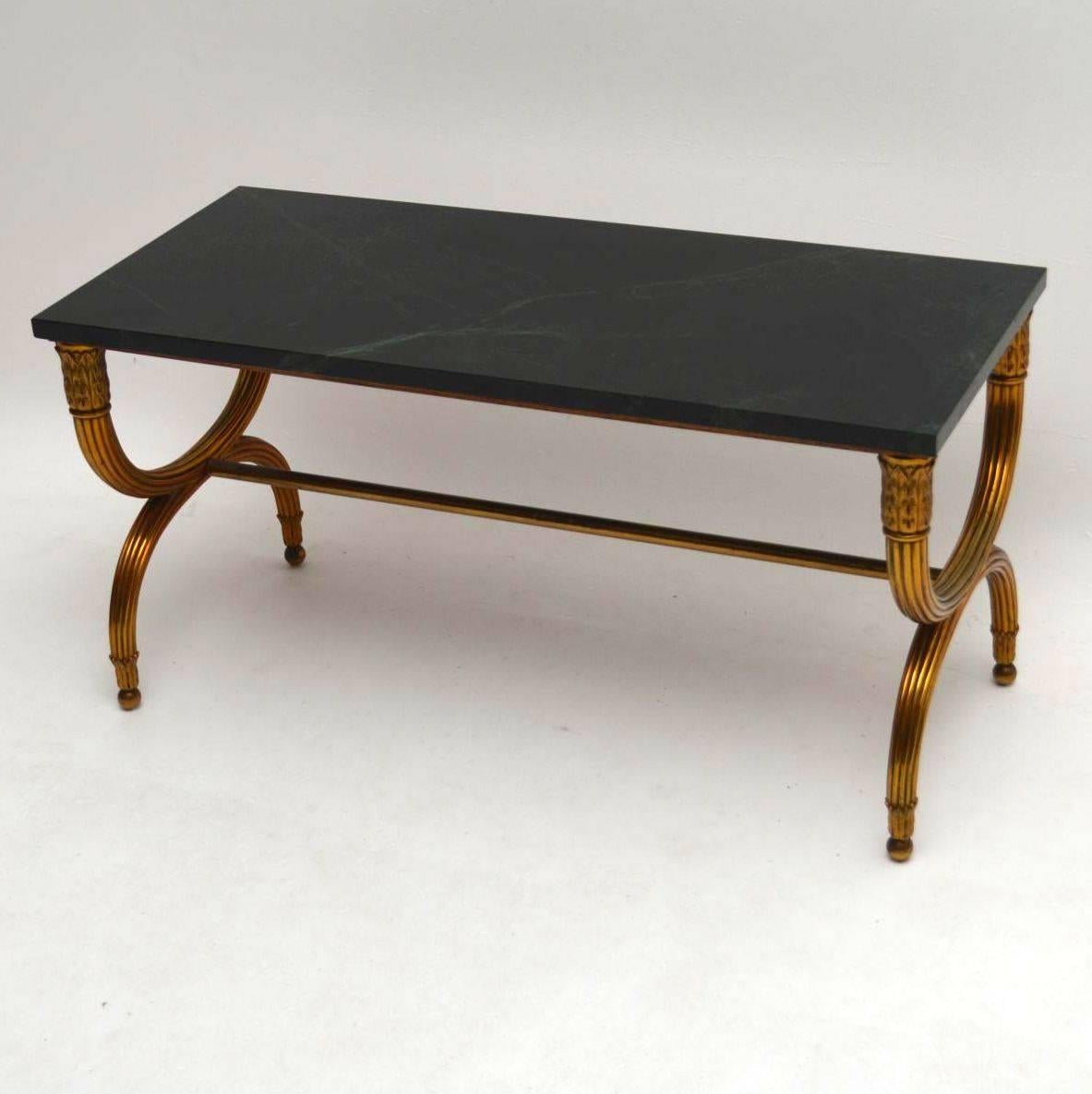 Antique French Gilt Metal Marble-Top Coffee Table In Excellent Condition In London, GB