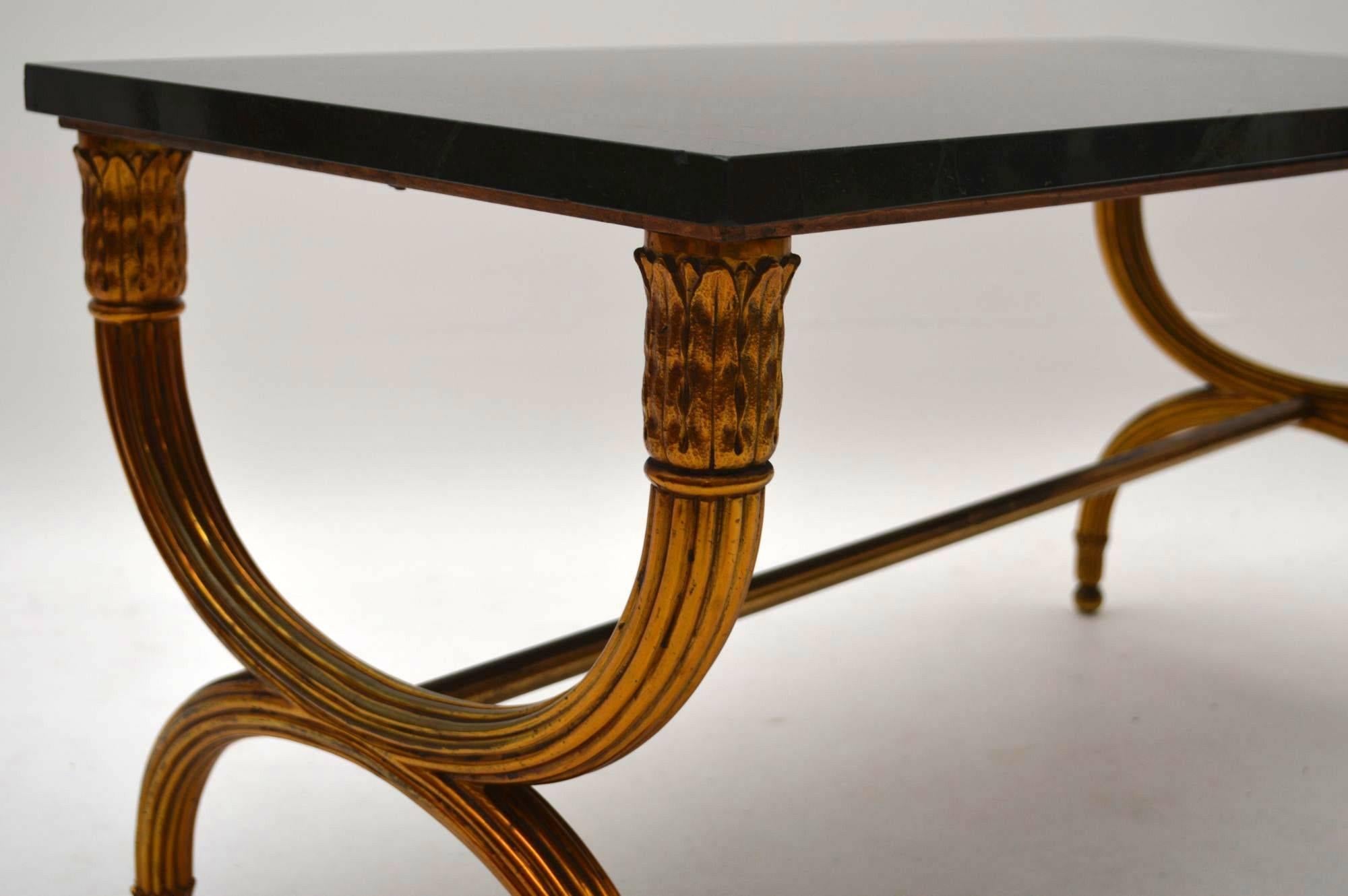 Antique French Gilt Metal Marble-Top Coffee Table 2