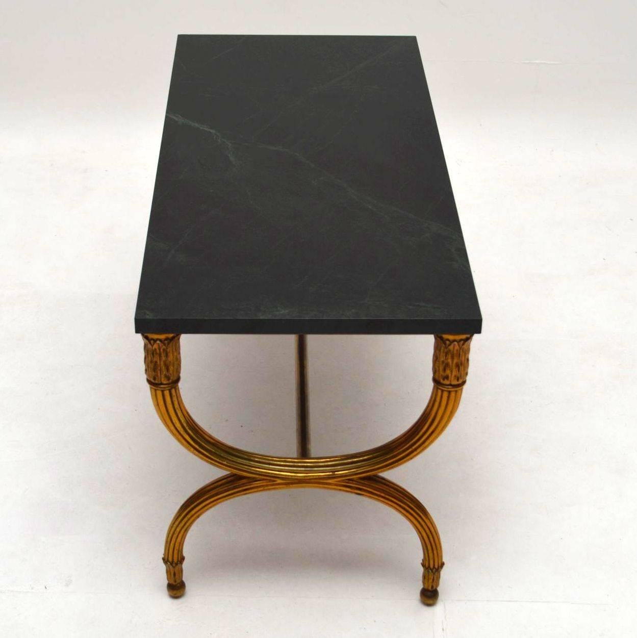 Antique French Gilt Metal Marble-Top Coffee Table 4