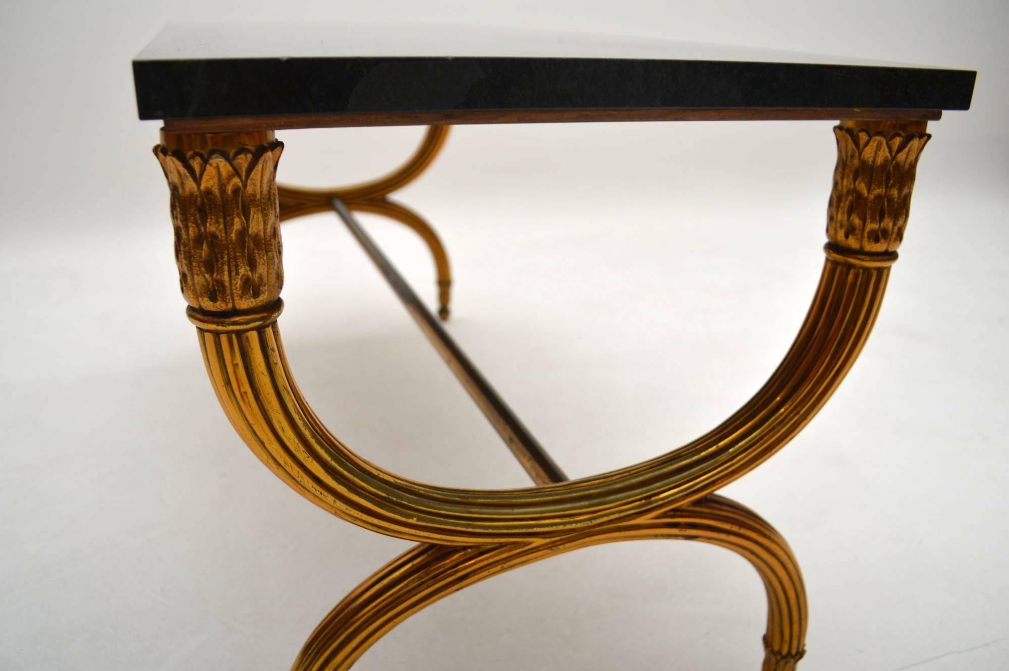 Antique French Gilt Metal Marble-Top Coffee Table 5