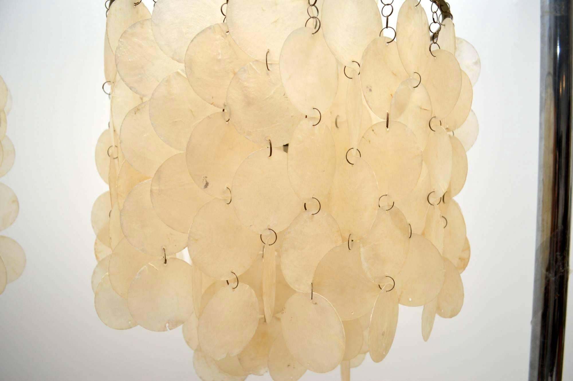 Pair of Swiss Retro Shell ‘Fun’ Chandeliers by Verner Panton In Excellent Condition In London, GB