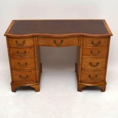 Antique Burr Walnut Leather Top Desk