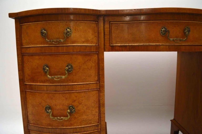 Antique Burr Walnut Leather Top Desk at 1stDibs