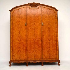 Antique Three-Door Burr Walnut Wardrobe