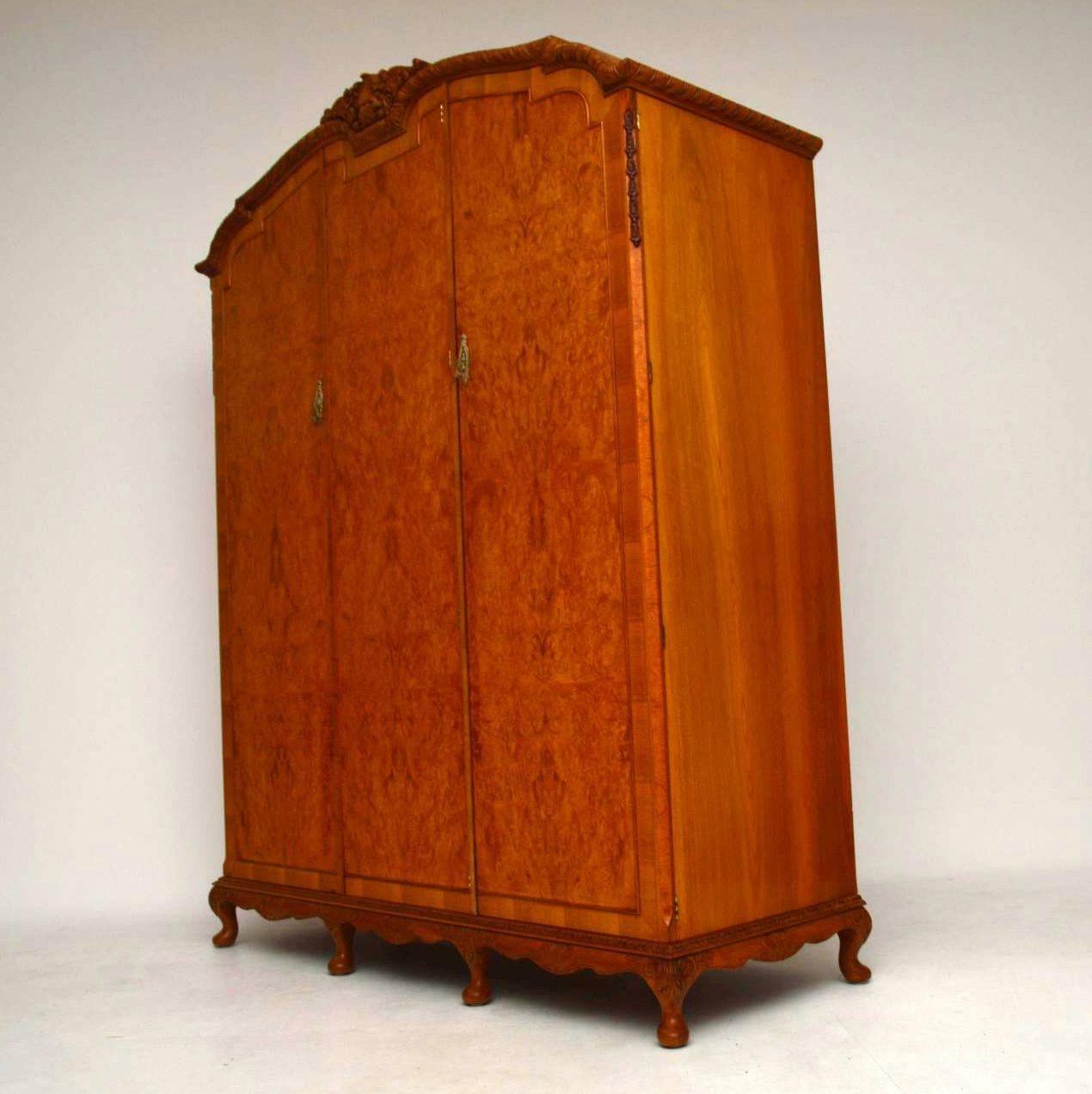 Antique Three-Door Burr Walnut Wardrobe 3