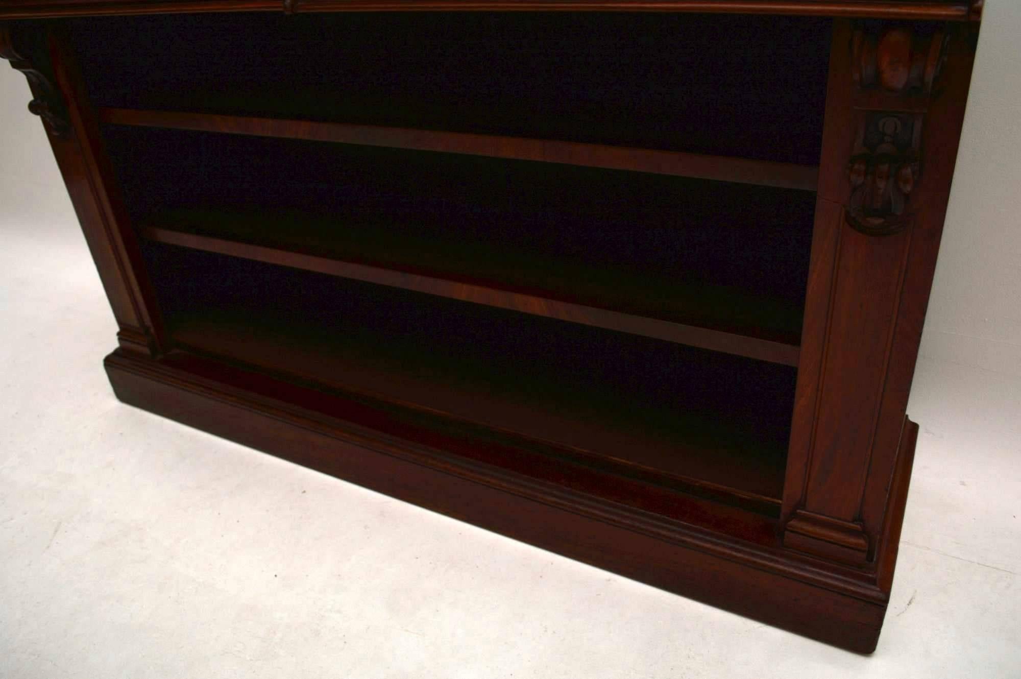19th Century Antique Mahogany Open Bookcase Cabinet