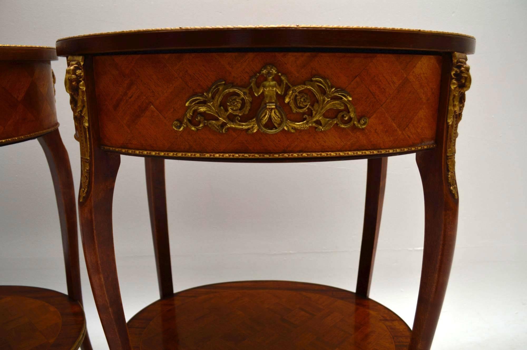 Early 20th Century Pair of Antique French Parquetry Top Tables