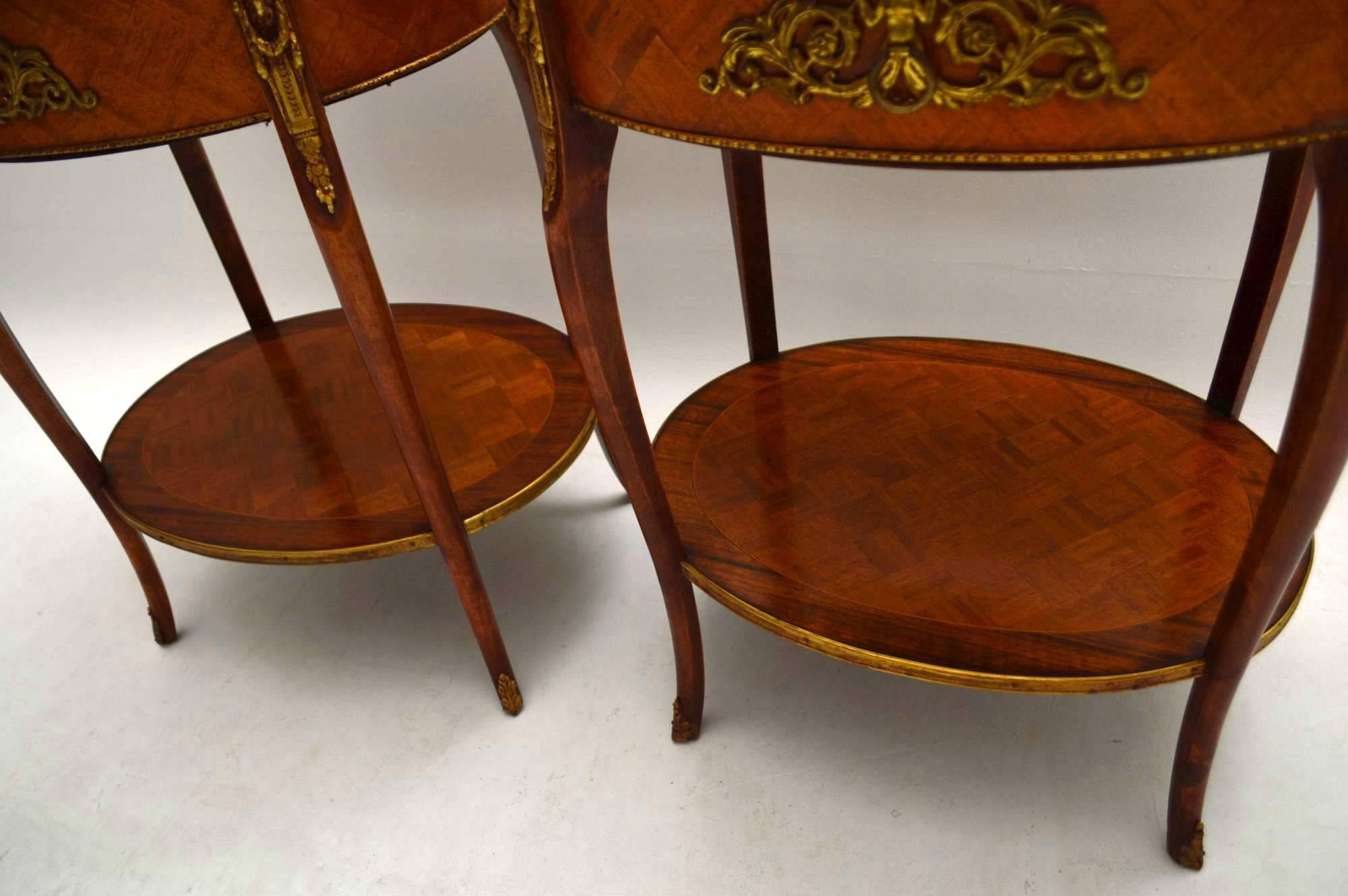 Pair of Antique French Parquetry Top Tables 1