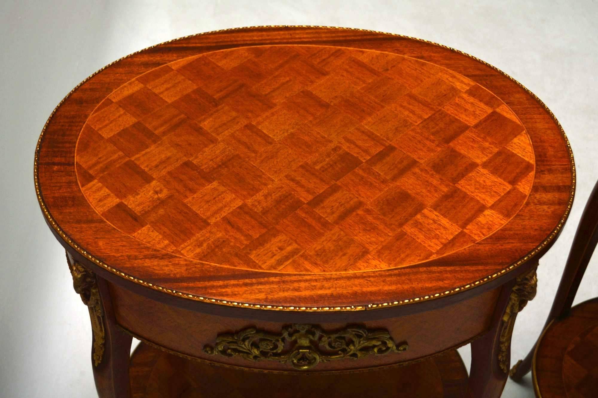 Pair of Antique French Parquetry Top Tables 3