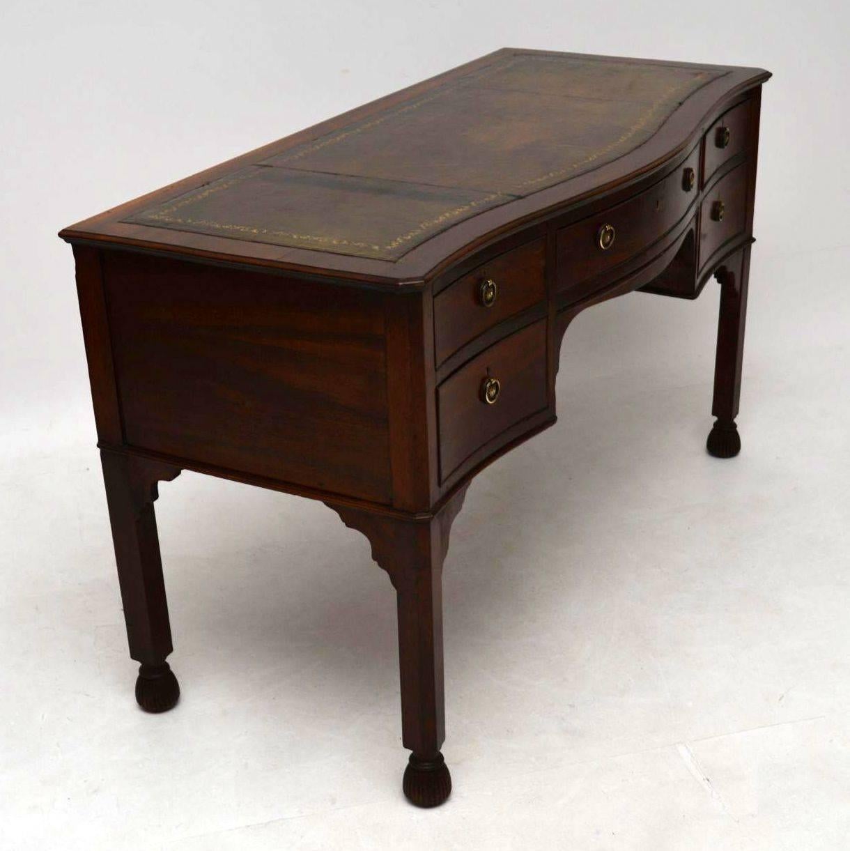 English Antique Victorian Mahogany Leather Top Desk