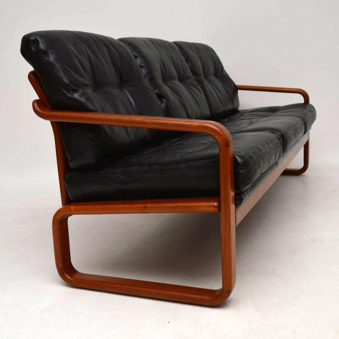 1960s Danish Teak and Leather Vintage Sofa 1