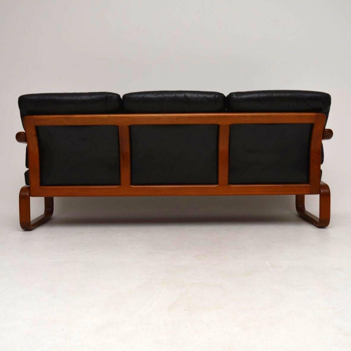 1960s Danish Teak and Leather Vintage Sofa 5